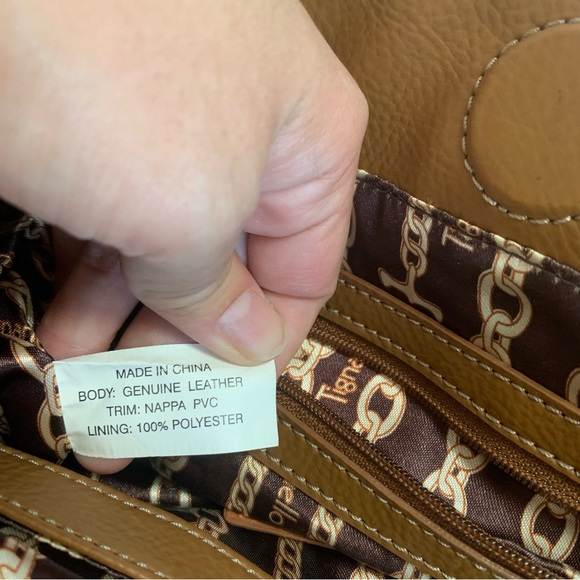 Tignanello Camel Pebble Leather Small Handbag Satchel - Picture 7 of 7